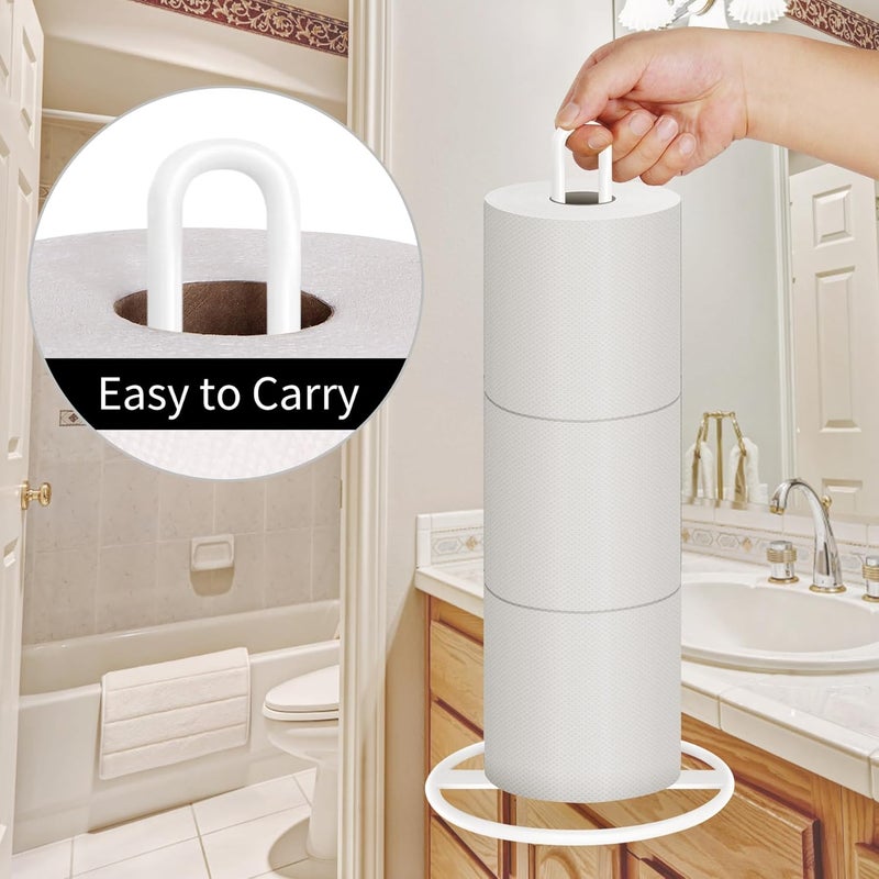 OBODING Toilet Paper Holder Stand, , White Freestanding Toilet Paper Holder for Storing 3 Rolls of Toilet Papers (White) - Image 1